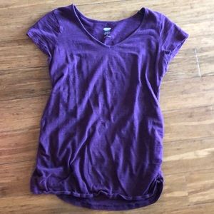 Purple short sleeve maternity shirt